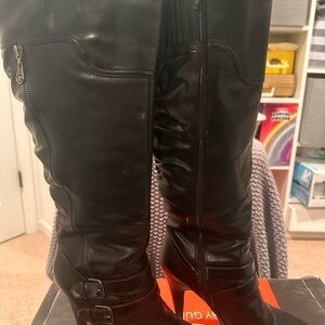 Guess Leather Black Wide Calf Knee Boots- Gently Worn- Size 10 MW